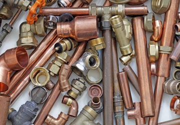 Copper plumbing pipes and pipe fittings fittings